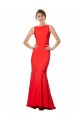 Affordable High Neck Maxi Crepe Bridesmiad Dress with Exaggerated Back Ruffle
