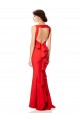 Affordable High Neck Maxi Crepe Bridesmiad Dress with Exaggerated Back Ruffle