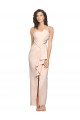 Affordable Long Full Length Ruffles Strapless Low Back Crepe Prom Dress with Straps