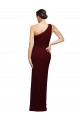 Affordable One Shoulder Sheath Crepe Prom Dress with High Side Split