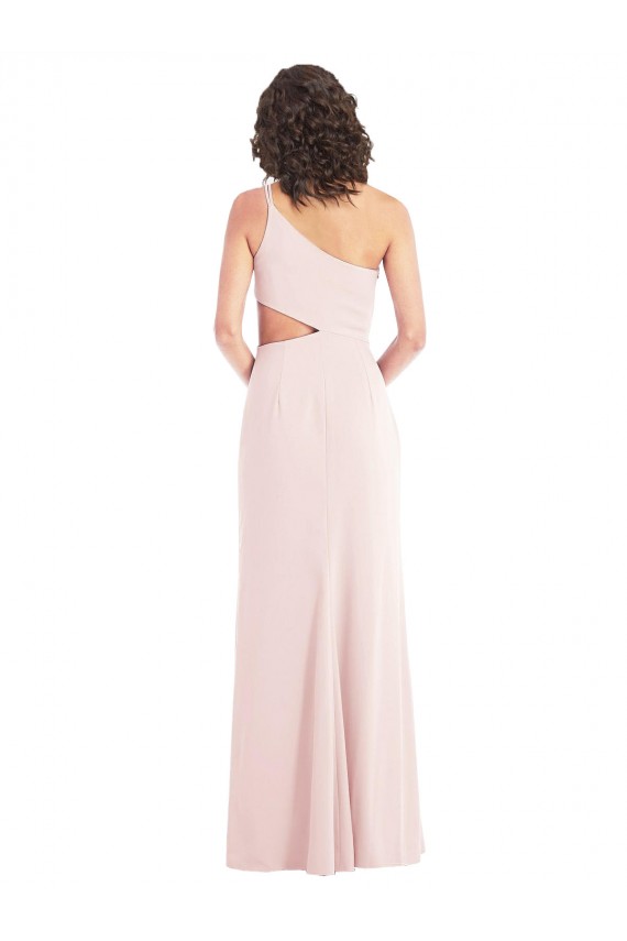 Affordable Flirty One Shoulder Midriff Cutout Maxi Crepe Prom Dress