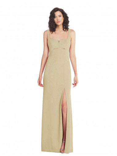 Affordable Wide Strap Slash Cutout Empire Crepe Prom Dress with Front Slit