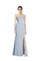 Affordable Asymmetrical Off the Shoulder Cuff Trumpet Crepe Prom Dress With Front Slit