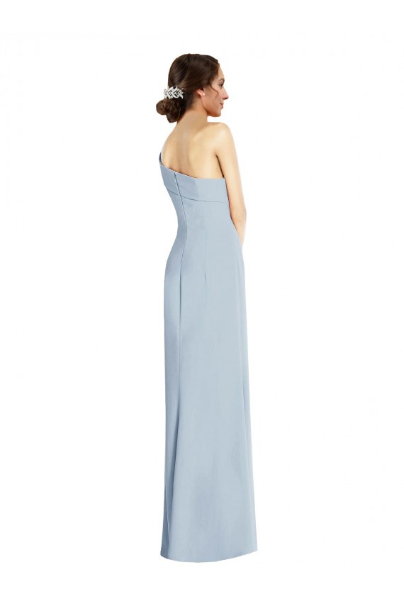 Affordable Asymmetrical Off the Shoulder Cuff Trumpet Crepe Prom Dress With Front Slit
