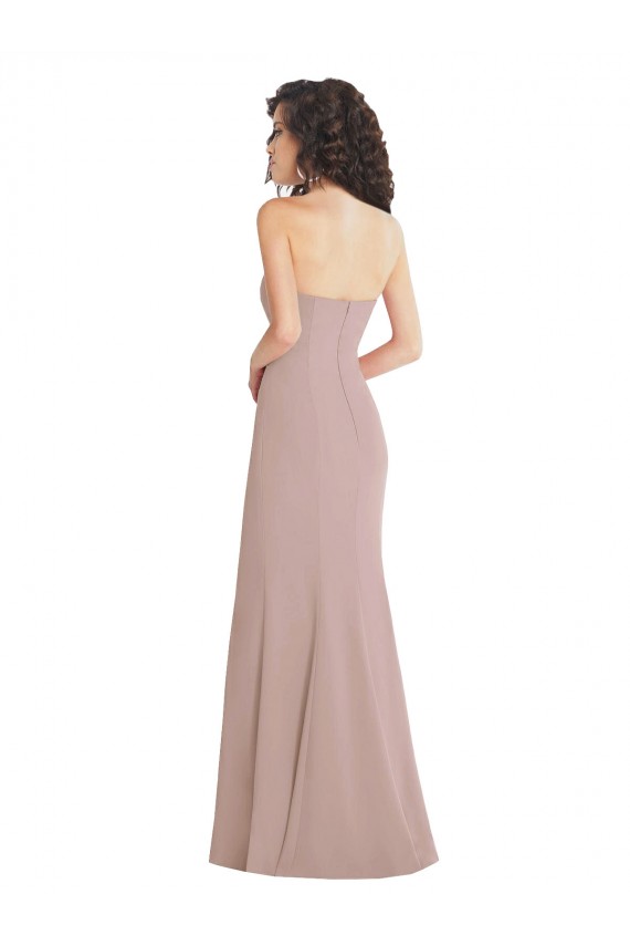 Affordable Strapless Princess Line Crepe Mermaid Prom Dress