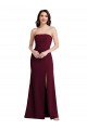 Affordable Strapless Crepe Maxi Prom Dress with Front Slit