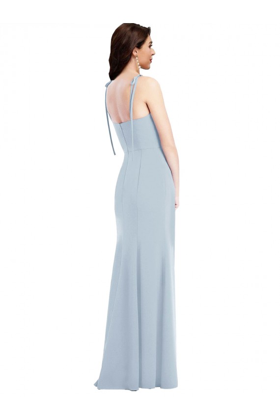 Affordable Bustier Style Crepe Prom Dress with Bow Straps