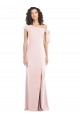 Affordable Off the Shoulder Tie Detail Trumpet Crepe Prom Dress with Front Slit