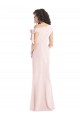 Affordable Off the Shoulder Tie Detail Trumpet Crepe Prom Dress with Front Slit