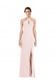 Affordable Criss Cross Halter Princess Line Trumpet Crepe Prom Dress