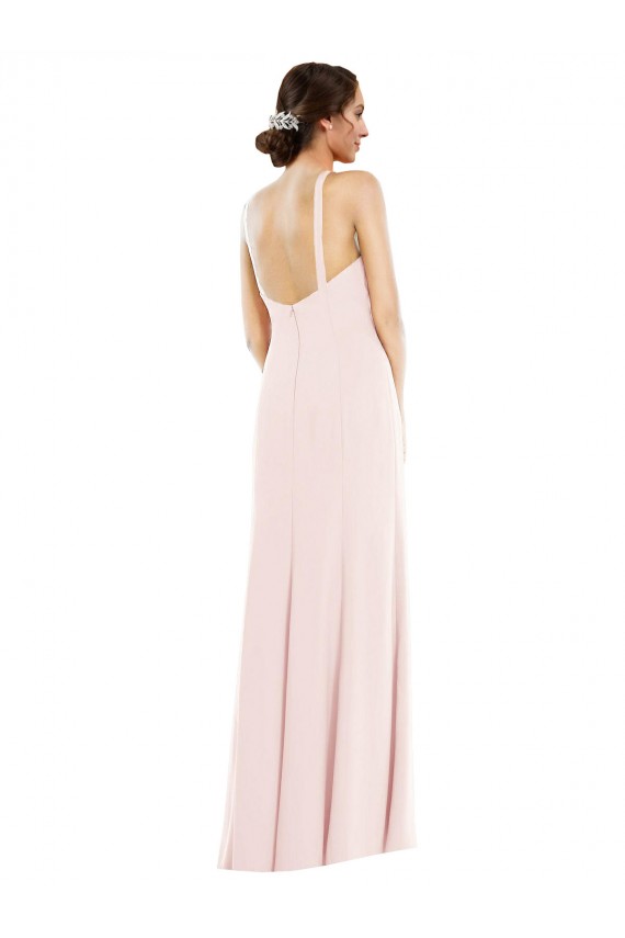 Affordable Criss Cross Halter Princess Line Trumpet Crepe Prom Dress
