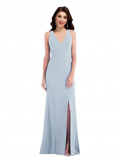 Affordable Criss Cross Cutout Back Maxi Prom Dress with Front Slit
