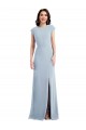 Affordable Cap Sleeve Open Back Trumpet Crepe Prom Dress with Front Slit