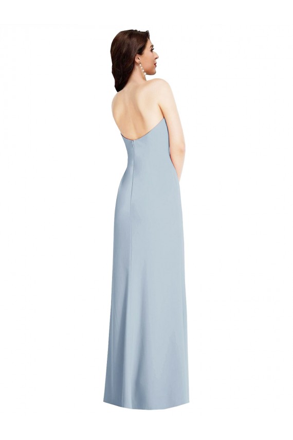 Affordable Strapless Scoop Back Maxi Crepe Prom Dress with Front Slit