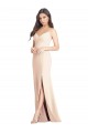 Affordable Seamed Bodice Crepe Trumpet Prom Dress with Front Slit