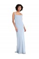 Affordable Slim Square Neck Fit and Flare Full Length Stretch Crepe Prom Dress