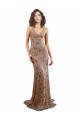 Affordable Floral Patterned Backless V-Neckline Sequin Prom Dress