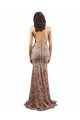 Affordable Floral Patterned Backless V-Neckline Sequin Prom Dress