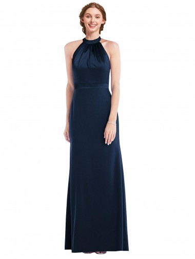 Affordable High Neck Open Back Long Maxi Prom Dress