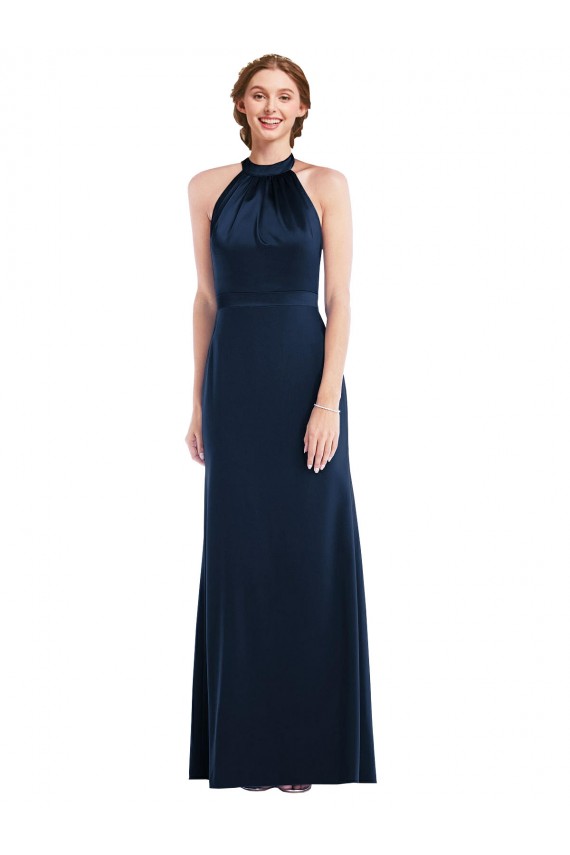 Affordable High Neck Open Back Long Maxi Prom Dress
