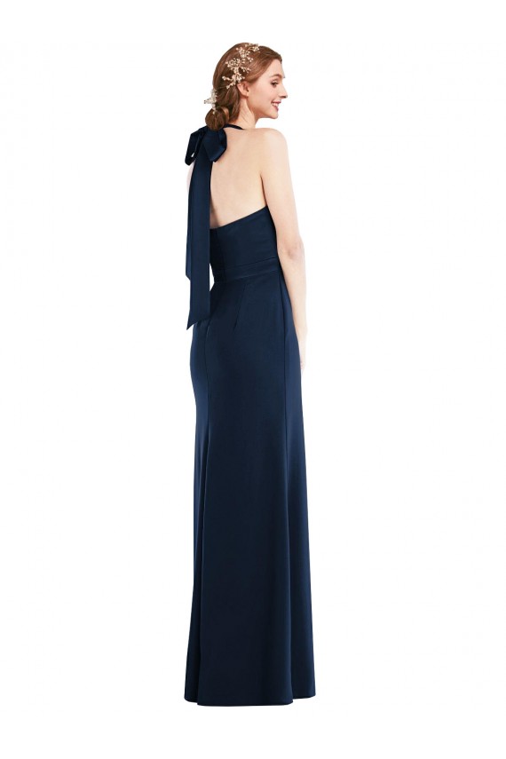 Affordable High Neck Open Back Long Maxi Prom Dress