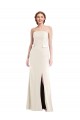 Affordable Long Strapless Tuxedo Maxi Prom Dress with Front Slit & Pockets