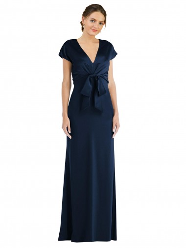 Affordable Soft Bow Blouson Bodice Trumpet Crepe Prom Dress