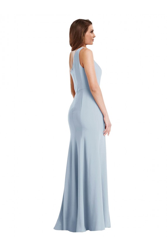 Affordable Bold One Shoulder Trumpet Maxi Crepe Prom Dress