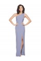 Affordable Floor Length One Shoulder Crepe Prom Dress with Pencil Skirt and Side Split