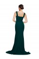 Affordable Fitted Square Neck Long Crepe Prom Dress with Train and Side Split