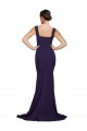 Affordable Square Neck Long Sweep Train Crepe Prom Dress with Thick Straps