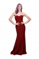 Affordable Long Full Length Sweetheart Slim Crepe Prom Dress with Strapless Bodice