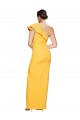 Affordable One Shoulder Floor Length Crepe Prom Dress with Thigh High Split