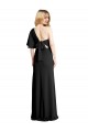 Affordable Pleated One Shoulder Flutter Sleeves Slim Crepe Prom Dress