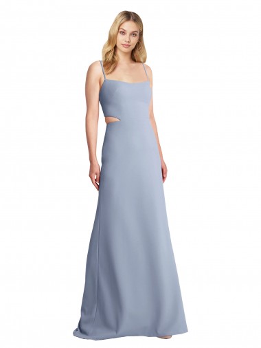 Affordable Feminine Scoop Neckline Long Crepe Slip Prom Dress 