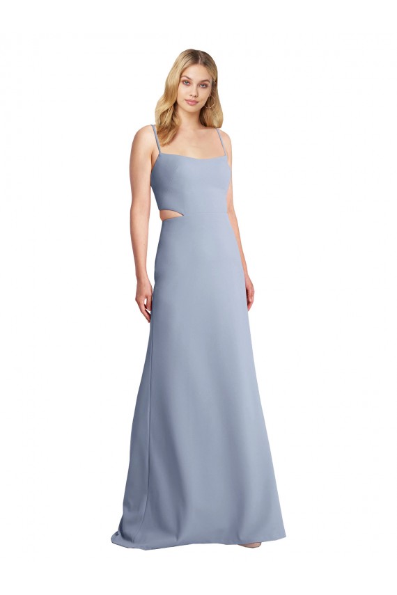 Affordable Feminine Scoop Neckline Long Crepe Slip Prom Dress 