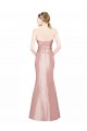 Affordable Long Strapless Stretch Satin Prom Dress with Pleats and Low Back