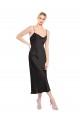 Affordable Cowl Neck Midi Length Short Stretch Satin Slip Cocktail Prom Dress / Homecoming Dress