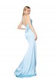 Affordable Double Straps V-Neck Sleeveless Stretch Satin Prom Dress with High Slit
