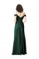 Affordable Off the Shoulder Sleeves Long Stretch Satin Prom Dress with Pleated Draped Neckline