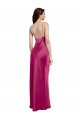 Affordable V-Neck Spaghetti Straps Slim Stretch Satin Prom Dress with Low Scoop Back