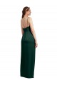 Affordable Sleek Straight Neckline Long Wrap Stretch Satin Prom Dress with Angled Pleats