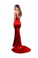 Affordable Long Pleated Stretch Satin Prom Dress with High Slit