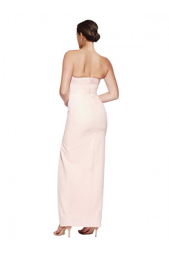 Affordable Cowl Neck Strapless Stretch Satin Prom Dress with High Split