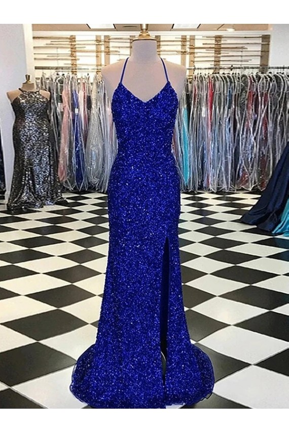 Affordable V-Neck Sleeveless Long Velvet Sequin Prom Dress