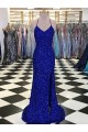 Affordable V-Neck Sleeveless Long Velvet Sequin Prom Dress