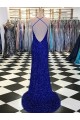 Affordable V-Neck Sleeveless Long Velvet Sequin Prom Dress