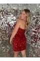 Affordable Sweetheart Sleeveless Short Velvet Sequin Prom Dress