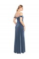 Affordable Draped Sleeves Wide Scoop Neck Off the Shoulder Velvet Prom Dress