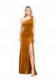 Affordable Sleek One Shoulder Long Velvet Prom Dress